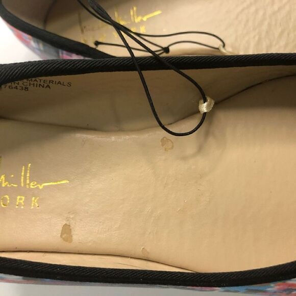 nicole miller 6M blue rise flat point toe slip on wearable art ballet flats bow - Picture 5 of 7